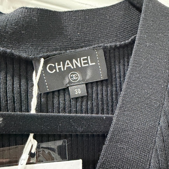 CHANEL Black Cardigan with Logo Embellishments - Picture 9 of 10